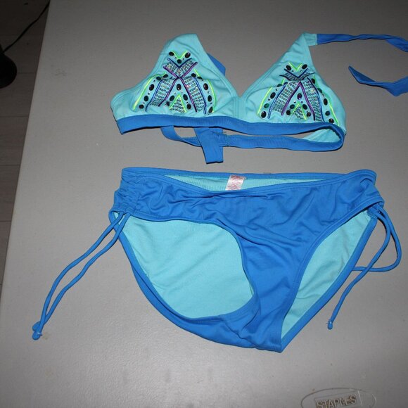 Blue 2 Pcs Justice Bikini Swimsuit Size 16 - Picture 1 of 10